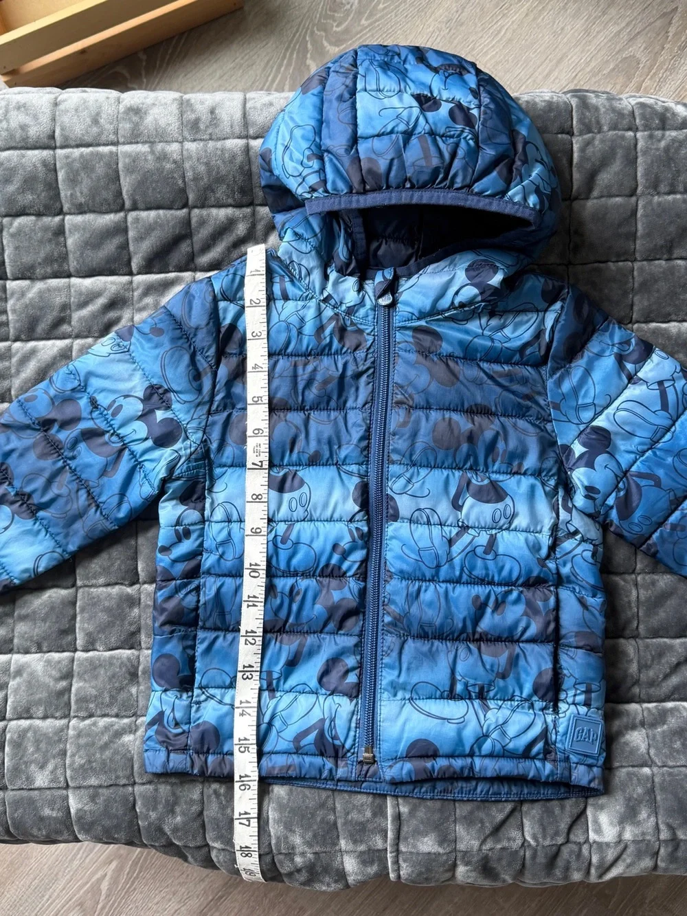 GAP Disney Blue Mickey Mouse Puffer Jacket with Hood